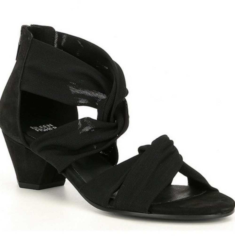 Eileen FisherJoy Black Knotted Zip Sandals Size 7.5